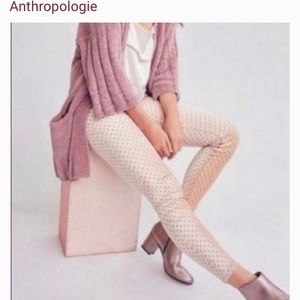 Anthropologie Pilcro and the letterpress peach velvet pants.